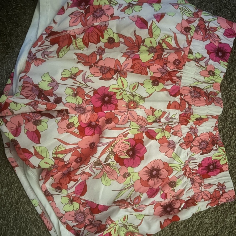 Avia Floral Athletic Shorts - Pink and Green